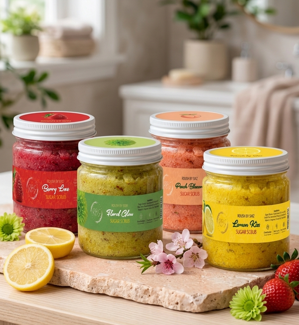 Roush By Shiz Natural Sugar Scrub | Body Exfoliating & Moisturizing Scrub with Shea Butter, Aloe Vera & Vitamin E