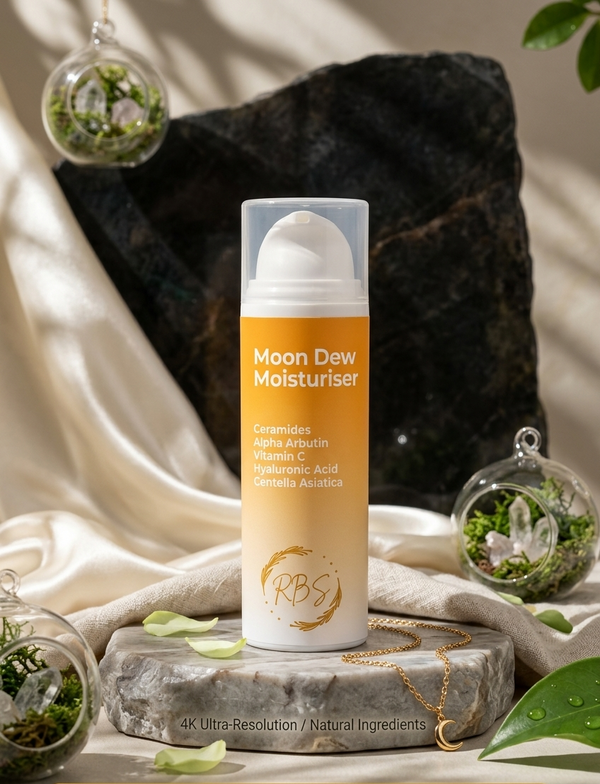 Moon Dew Moisturiser with Ceramides, Alpha Arbutin, Vitamin C & Hyaluronic Acid | Deep Hydration & Brightening Cream for All Skin Types